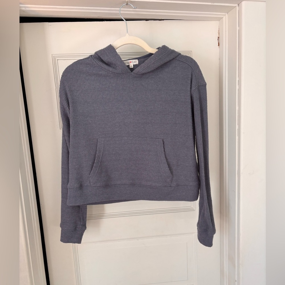 Ultra Flirt Ribbed Hoodie in Blue